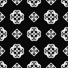 Vector seamless pattern. Modern stylish texture. Composition from regularly repeating geometrical element. Monochrome, simple. Vector illustrations. Black and white pattern.