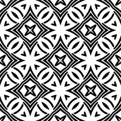 Vector seamless pattern. Modern stylish texture. Composition from regularly repeating geometrical element. Monochrome, simple. Vector illustrations. Black and white pattern.
