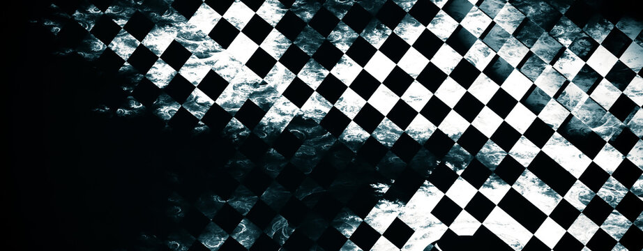 Intriguing abstraction, metallic shades. The textured surface creates an interesting perception of the pattern. Used a checkerboard pattern. There is grain, blur