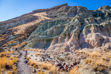 Amazing colorful rocks: blue, pink green. John Day Fossil Beds National Monument, Oregon