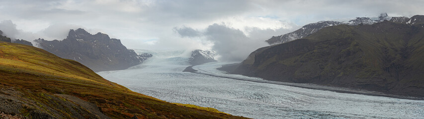 Skaftafell glacier panoramic view, Iceland, 32:9
