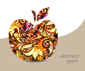 Vector illustration of an apple with a pattern, isolated art object