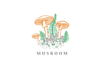 mushrooms Vector illustration drawn by hand, family of inedible mushrooms Dangerous mushrooms, toadstool, fly agaric, white toadstool, family of mushrooms isolated on a white background