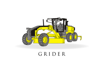 motor grider agriculture machine vector illustrator