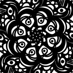 Modern mandalas, thick black line, texture, flower