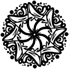 Modern mandalas, thick black line, texture