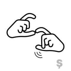 Letter Ş Universal and handicapped hand alphabet letter. Simple clear linear letter Ş, hand language. Learning the alphabet, non-verbal deaf-mute communication, expressive gestures vector.