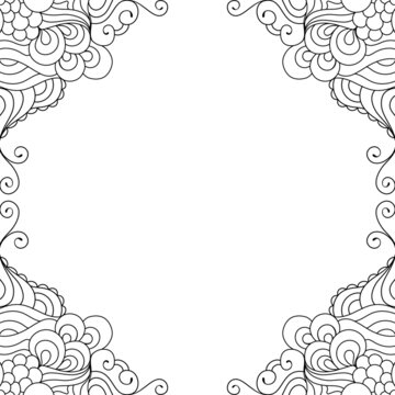 Elegant zentangle inspired coloring book style illustration with tribal boho chic ornaments. Colorful oriental ornamental background.
