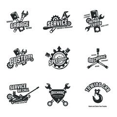 Workshop Mechanic Logo Template Collection, Mechanic Logo Vector