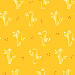 cactus seamless pattern vector desert botanica isolated repeat wallpaper yellow background
