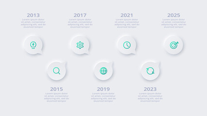 Fototapeta premium Neumorphic flow chart infographic. Creative concept for infographic with 7 steps, options, parts or processes.