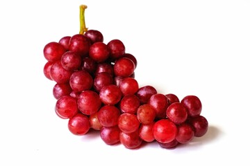 Sweet ripe red grape fruit on a white background.