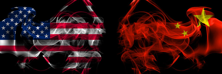 United States of America vs China, Chinese smoke flags placed side by side