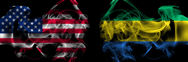 United States of America vs Gabon, Gabonese, Gabonian smoke flags placed side by side
