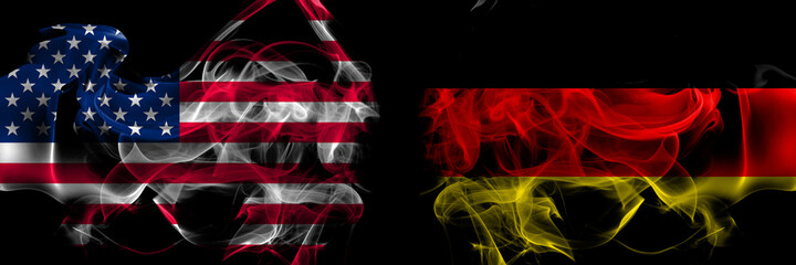 United States of America vs Germany, German, Deutschland smoke flags placed side by side