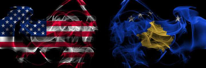 United States of America vs Kosovo, Kosovar smoke flags placed side by side