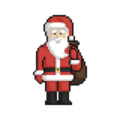Santa Claus. New Year and Christmas pixel art on white background.  - 467569872