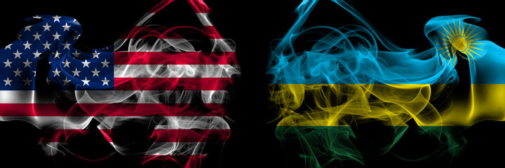 United States of America vs Rwanda smoke flags placed side by side