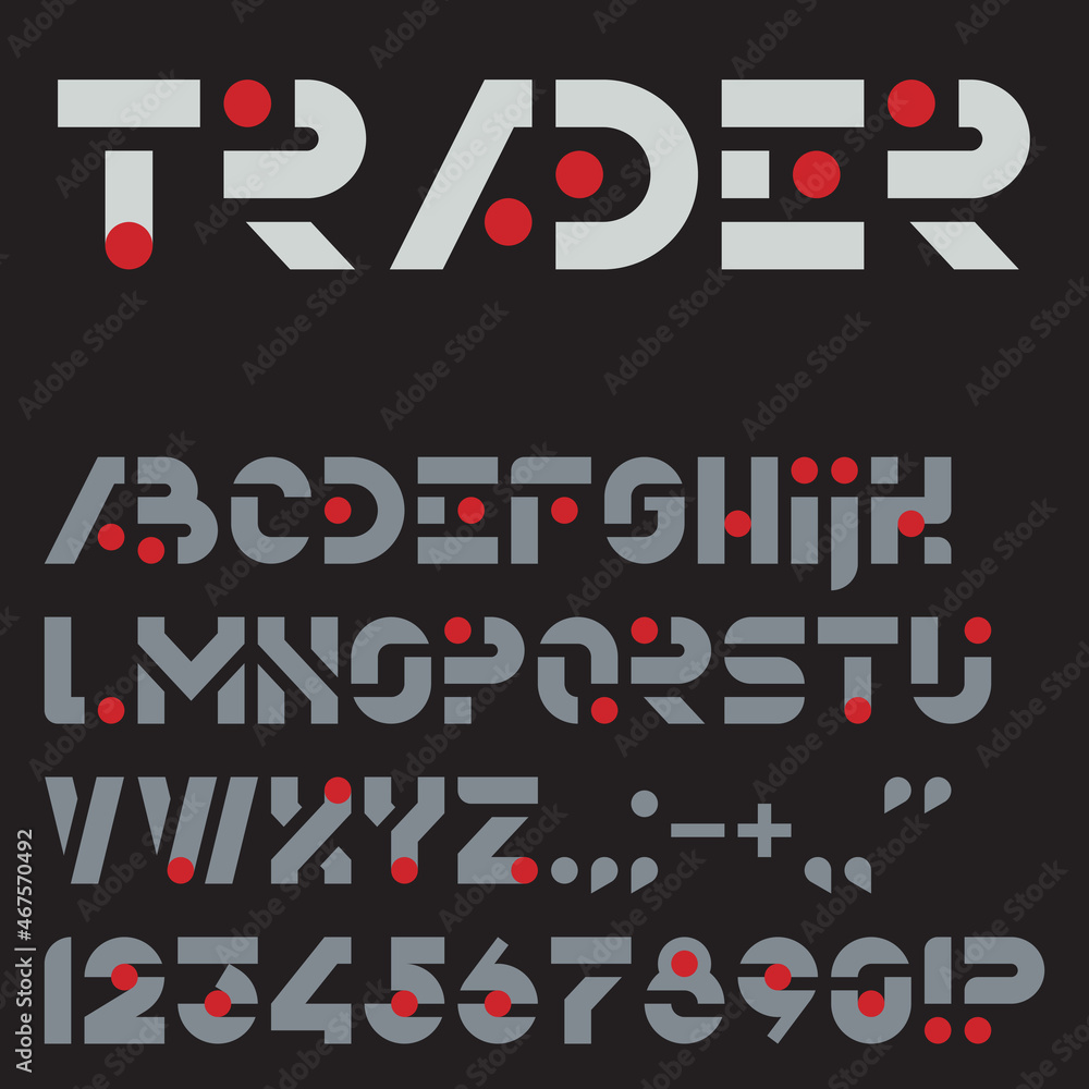 Poster creativel font. collection of letters, numbers and punctuation marks.