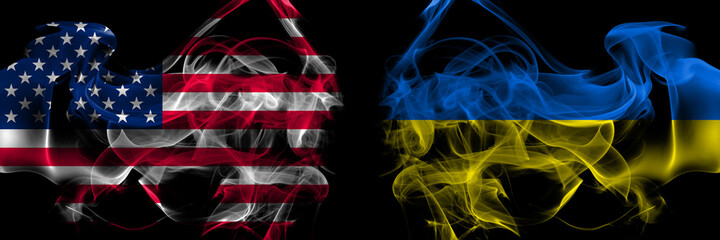 United States of America vs Ukraine, Ukrainian smoke flags placed side by side