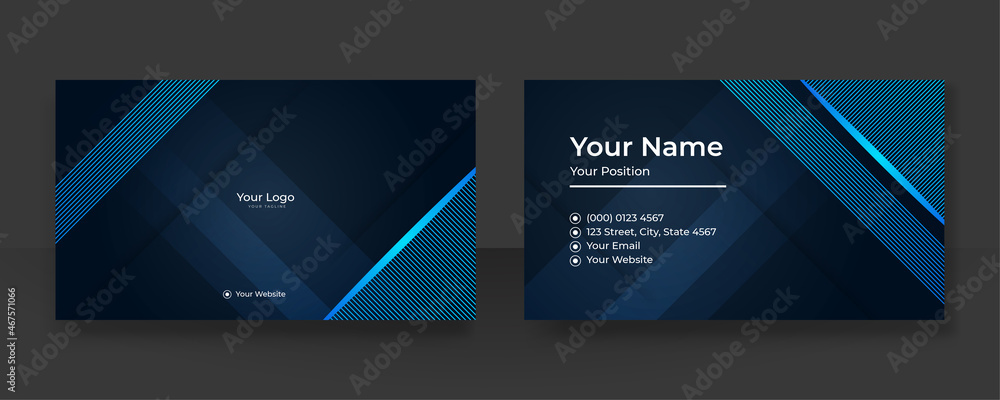 Poster modern blue business card design template. creative and clean minimalist style. luxury business card