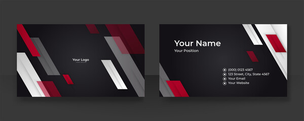 Business black red card design with elegant pattern. Modern business card template with corporate business concept. Creative and Clean Business Card Template. Vector illustration