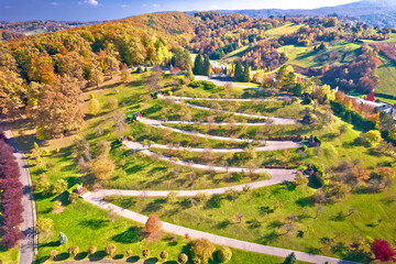 Marija Bistrica sanctuary Golgota hill aerial view