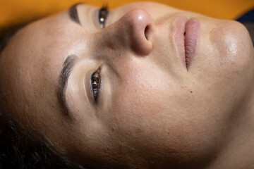 Closeup of patient in hospital ready for exam or surgery. Health service concept