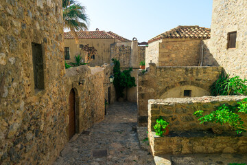 Cityscape at Monemvasia, architecture detail, Peloponnese, Greece