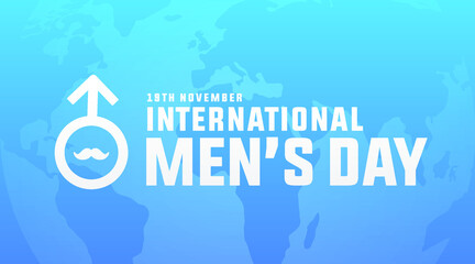 international men's day November 19th modern creative banner, sign, design concept, social media post, template, cover with mustache icon on an abstract background. 