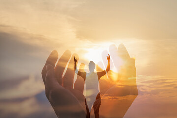Freedom of success and spirituality concept.