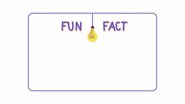 Fun fact text concept animation. Light bulb symbol. white background. Interesting fact dyk sign. Marketing and advertising tag. did you know animated video with copyspace for text template