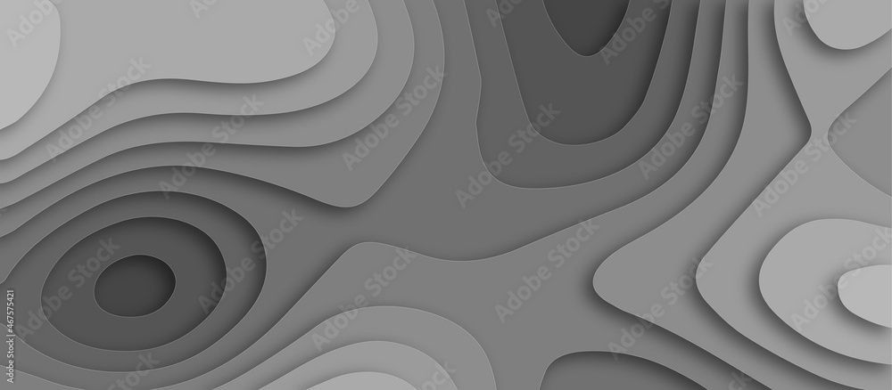Poster white and grey gradient 3d papercut. papercut multi layers 3d color texture vector background. abstr