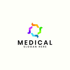 creative medical logo vector design template with colorful, playful and geometric styles.  