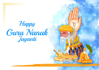 Happy Gurpurab, Guru Nanak Jayanti festival of Sikh celebration background - 467576204