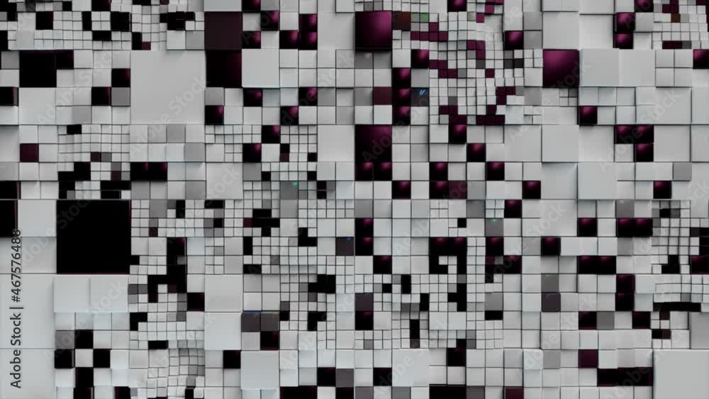 Poster abstract background. 3d black white cubes. futuristic concept of network, data, digital. 3d animatio