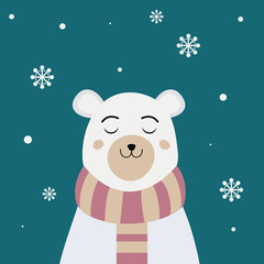 медведь со снежинками