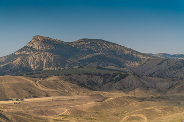Fototapeta na wymiar The Republic of Crimea. July 18, 2021. Landscape of the Crimean mountains near the city of Sudak.