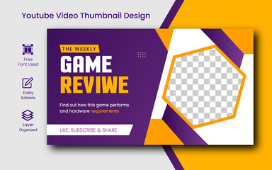 Game review best YouTube thumbnail design and web banner template premium