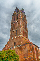 Kirchturm der Sankt Marienkirche in der Hansestadt Wismar, Mecklenburg-Vorpommern