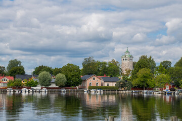 Fototapeta na wymiar View of Tammisaari town and church in summer, Finland