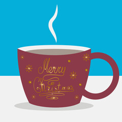 a red cup with the inscription merry christmas vector