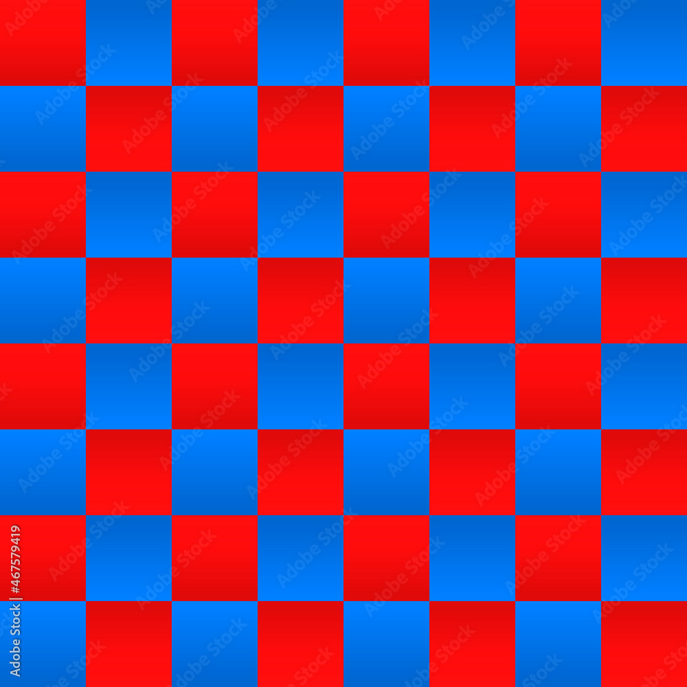 Aufkleber Red-blue chess cells with a gradient. Vector with red-blue chessboard.