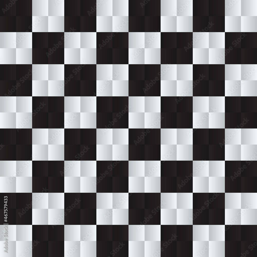 Poster Gradient chess board. Vector with simple and gradient black and white checker.