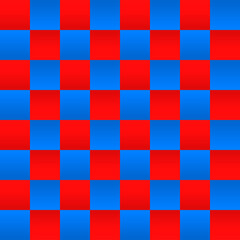 Red-blue chess cells with a gradient. Vector with red-blue chessboard.