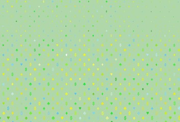 Light blue, yellow vector cover with symbols of gamble.