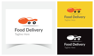 Food Delivery Logo Design Template. Spoon Car For Food Delivery.