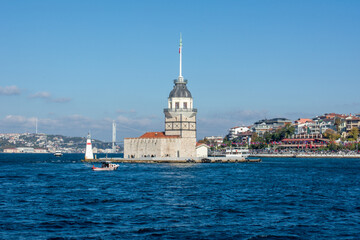 The historical Maiden's Tower in Üsküdar, Istanbul. The famous tower in the Bosphorus.