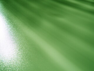 Abstract green background. Light beams with flickering dots. Lines and stripes from top left to...