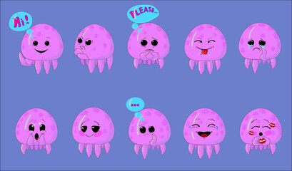 Stickers with a cute little jellyfish at your disposal